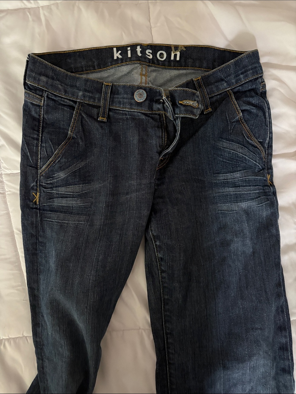 kitson Women's Dark Indigo Straight Leg Jeans